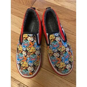 Pokemon The Original Four Types Boy's Low Top Slip On casual Shoes size 4